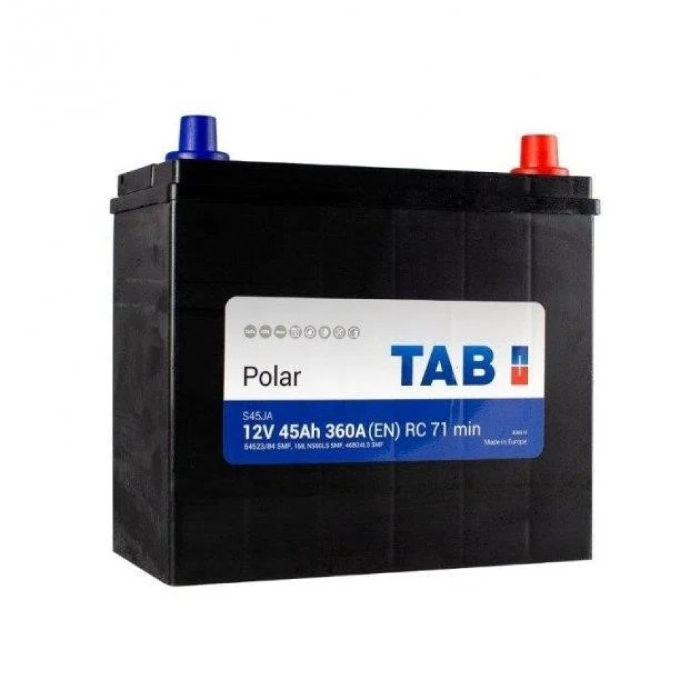 Автомобильный аккумулятор Tab Polar S 12В 45Ач 360А(EN) Тонкая клема R+ 246145