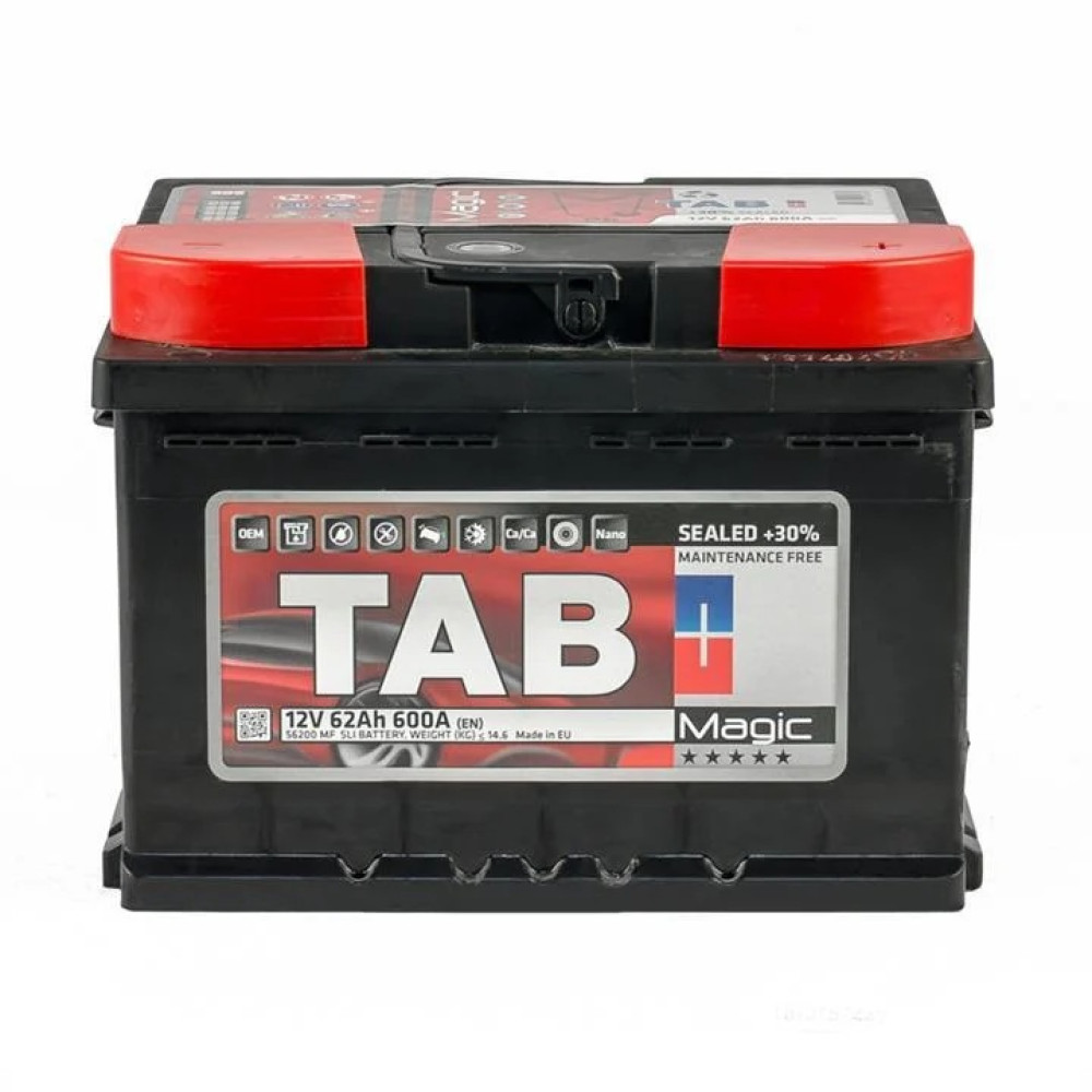 Автомобильный аккумулятор Tab Magic 12В 62Ач 600А(EN) R+ 189063