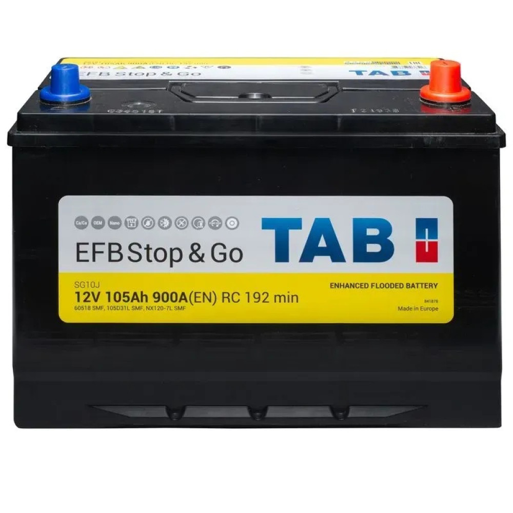 Автомобильный аккумулятор TAB EFB Stop & Go 212005 105Ah 900A R+ TAB 212005