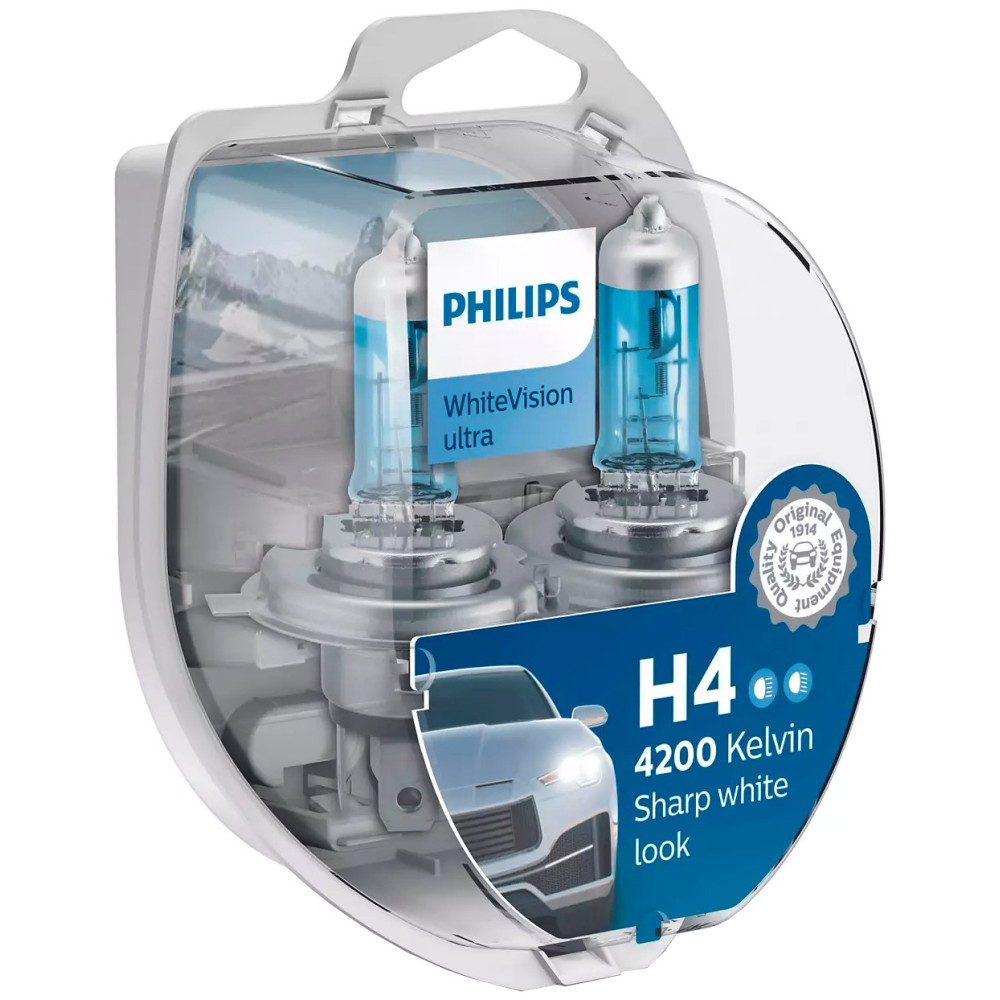 Автолампа Philips Н4/W5W 12342 WVU 12V WhiteVision ultra +60% (4200K) (блістер) (шт.)
