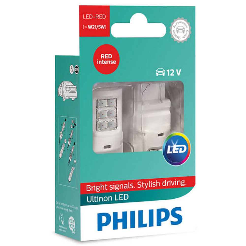 Автолампа вказівна Philips W21/5 LED red 11066 ULR 12V X2 (шт.)