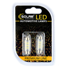 Светодиодные LED автолампы SOLAR Premium Line 12V SV8.5 T11x39 6SMD 2835 white блистер 2шт (SL1351)