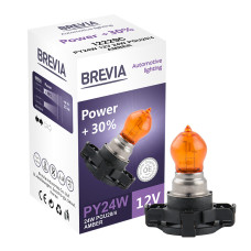 Галогеновая лампа Brevia PY24W 12V 24V PGU20/4 AMBER Power +30% CP (12229c)