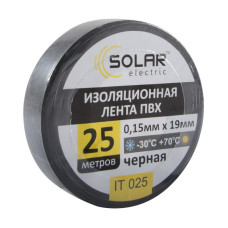 Изолента SOLAR IT025 черная 25м