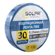 Изолента SOLAR IT130 синяя 30м