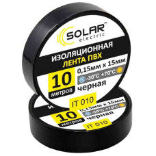 Изолента SOLAR IT010 черная 10м