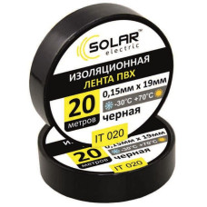 Изолента SOLAR IT020 черная 20м