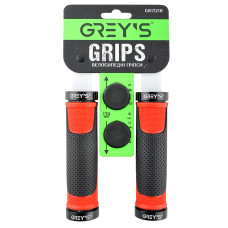 Грипсы ручки на руль для велосипеда Greys с резиновым покрытием 2 шт 130 мм с двухсторонним замком для фиксации красно черного цвета (GR17210)